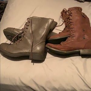 Two pairs of lace up boots